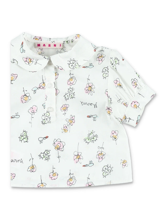 Marni baby printed cotton shirt White