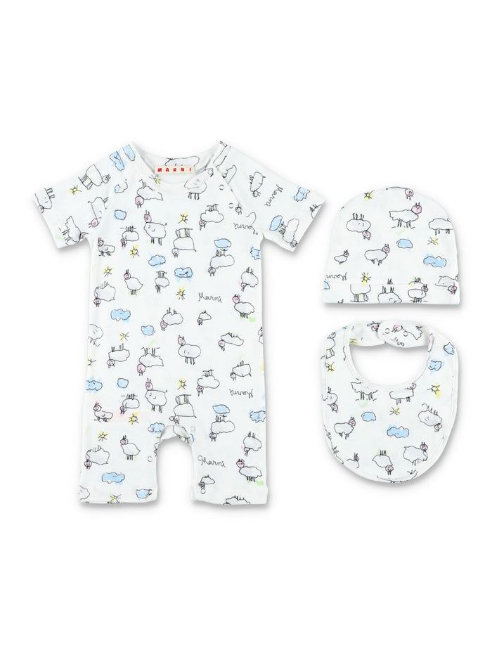 Marni printed newborn gift set White Cotton