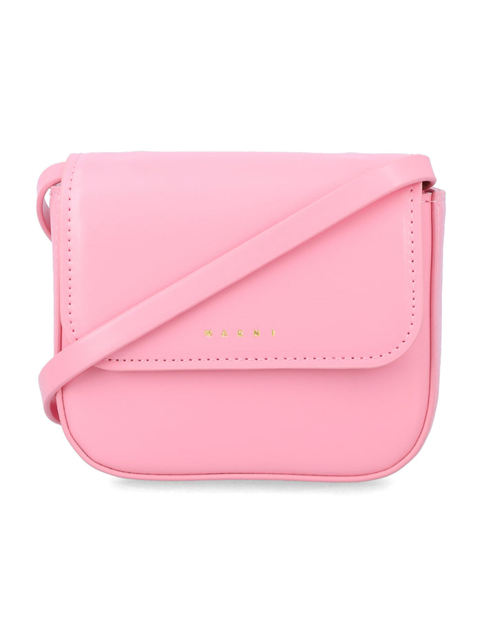 Marni Girls Mini Eco Leather Shoulder Bag Pink Polyester Lining