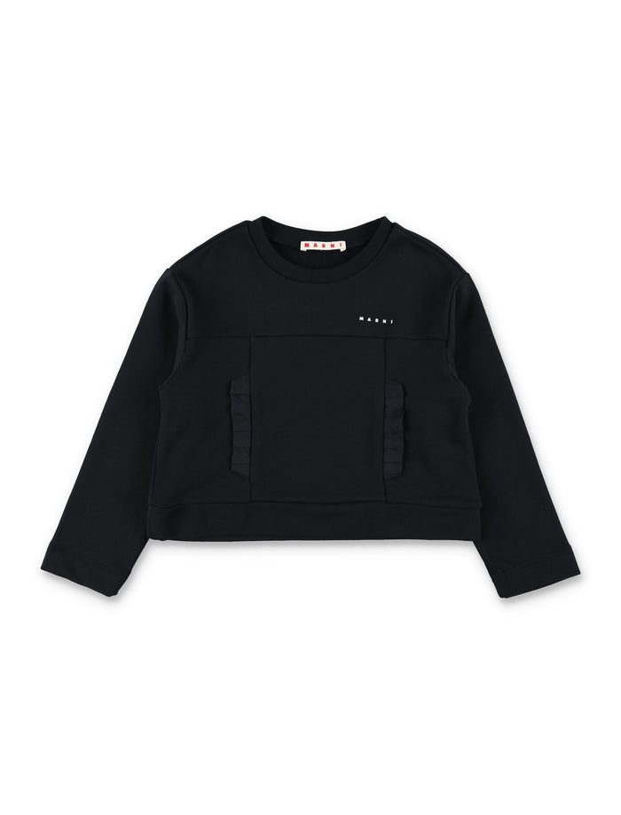 Marni Black Cotton Sweatshirt With Logo For Girls