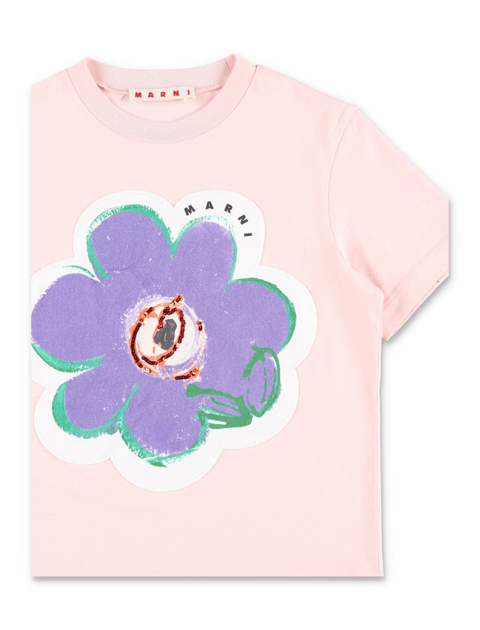 Marni Kids floral t-shirt Pink Cotton