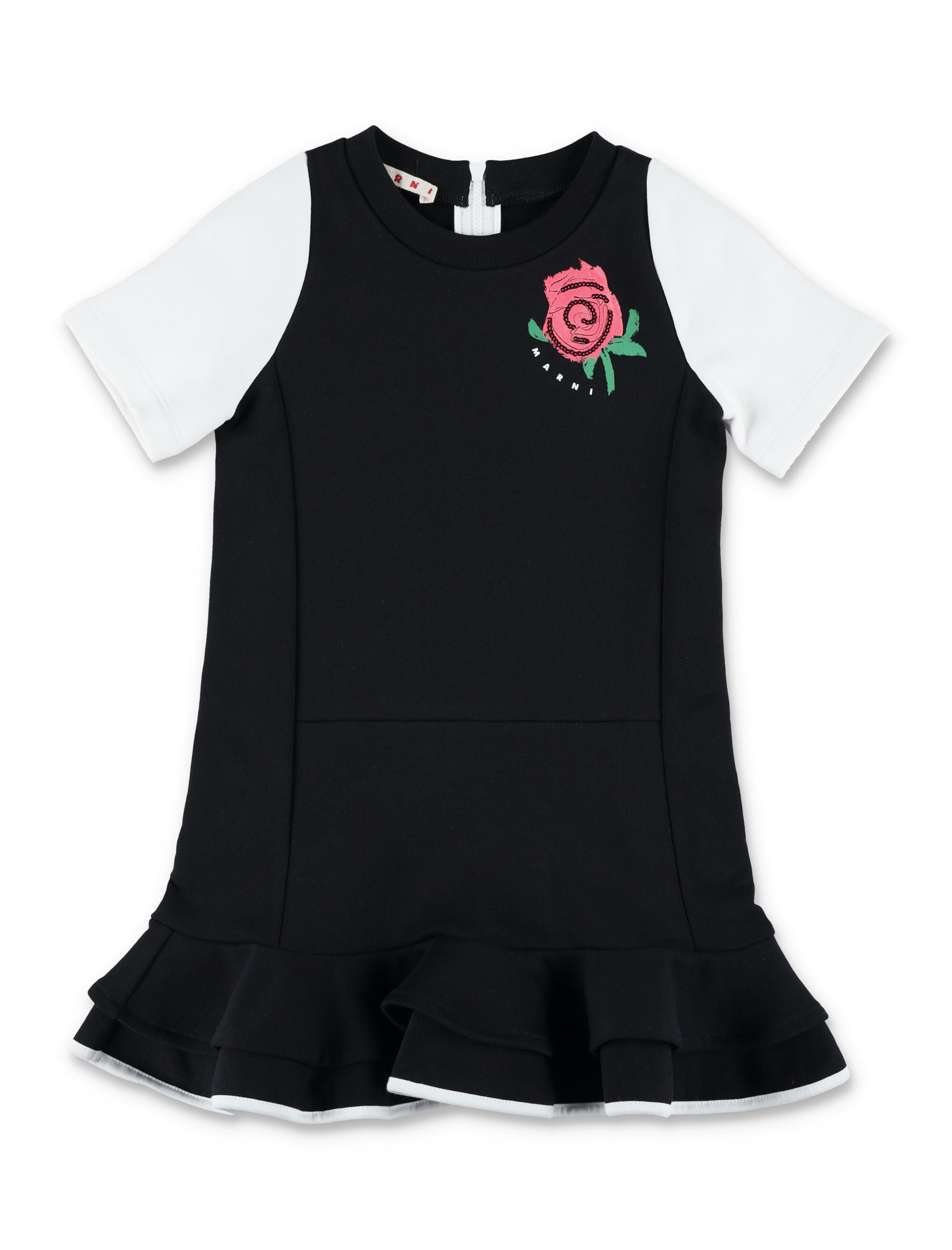 Marni jersey dress with rose for girls Black Cotton
