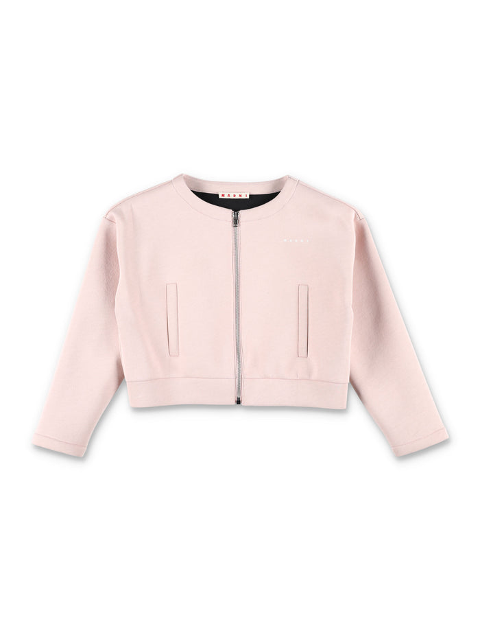 Marni zip cropped jacket for kids Pink Cotton Sweatshirt