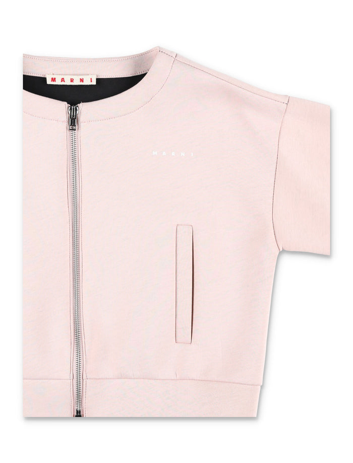 Marni zip cropped jacket for kids Pink Cotton Sweatshirt