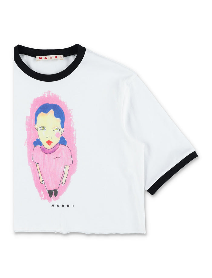 Marni girls printed crop t-shirt White Cotton