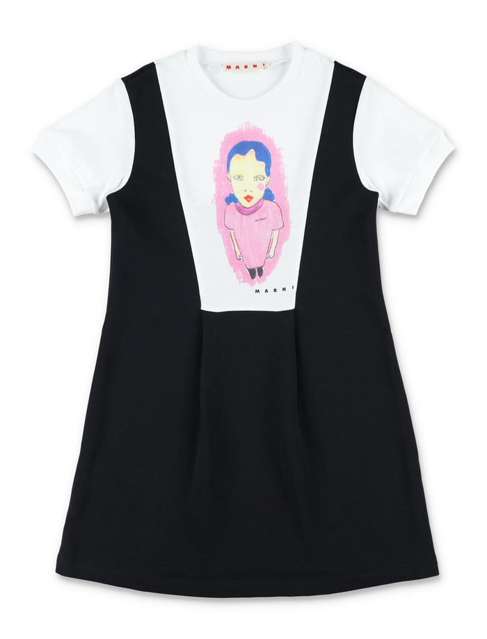 Marni graphic print kids cotton dress Black