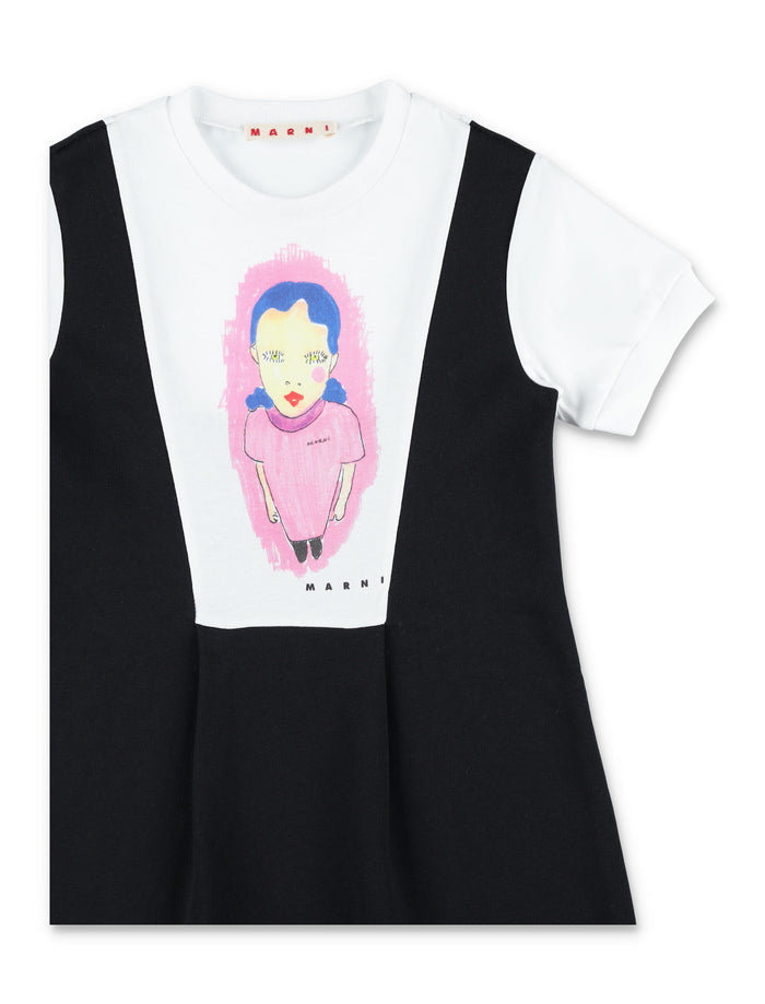 Marni graphic print kids cotton dress Black