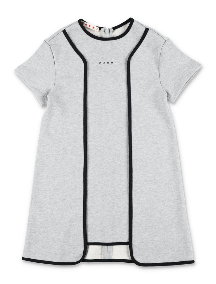 Marni Cotton Kids Sweatdress Grey Dress
