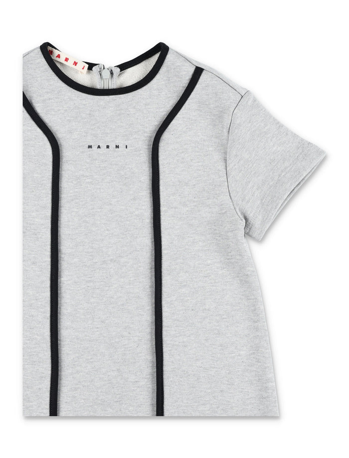 Marni Cotton Kids Sweatdress Grey Dress