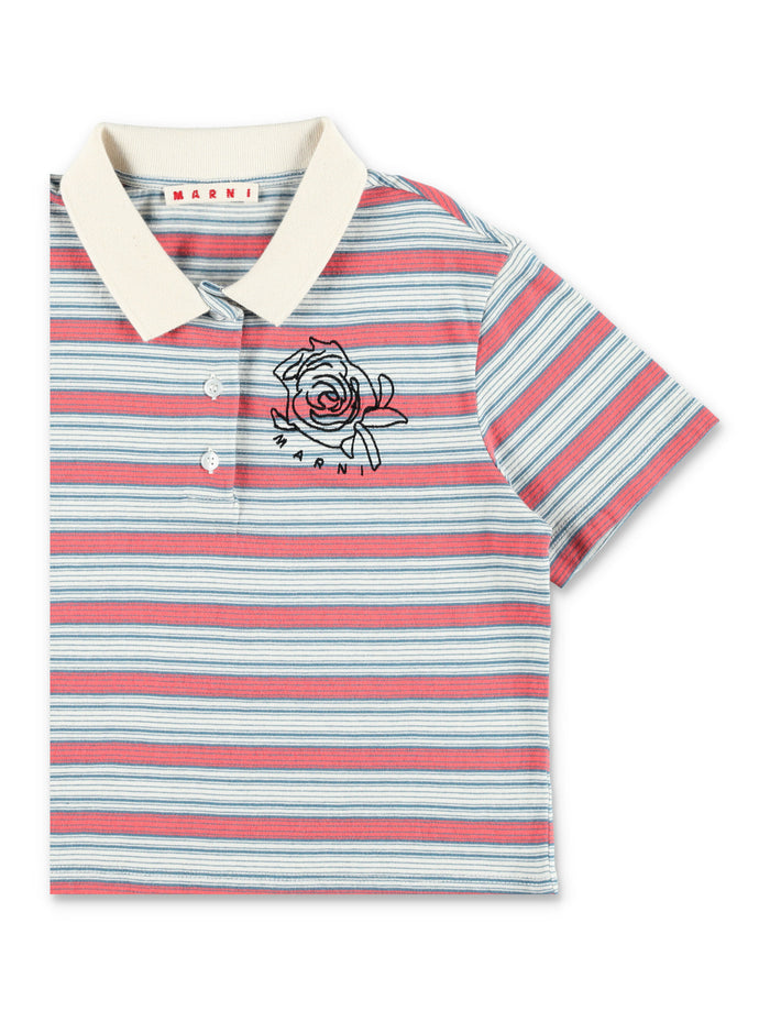 Marni Striped Jersey Polo Grey Cotton Tshirt