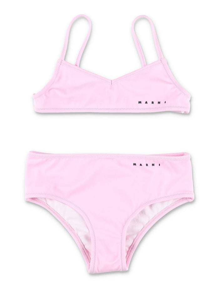 Marni Bikini With Logo For Girls Rose Nylon