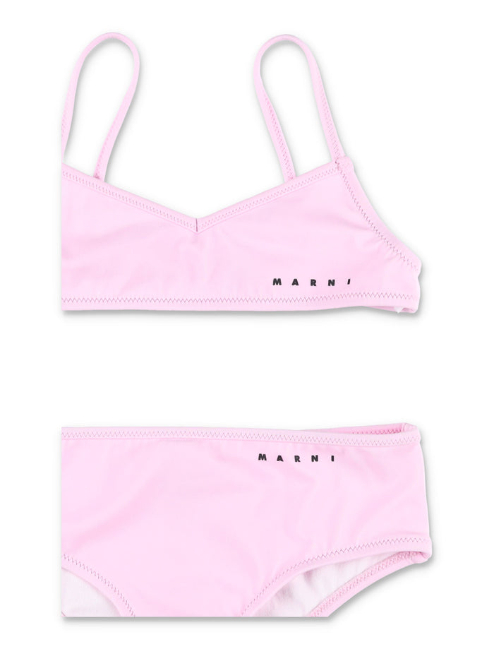 Marni Bikini With Logo For Girls Rose Nylon