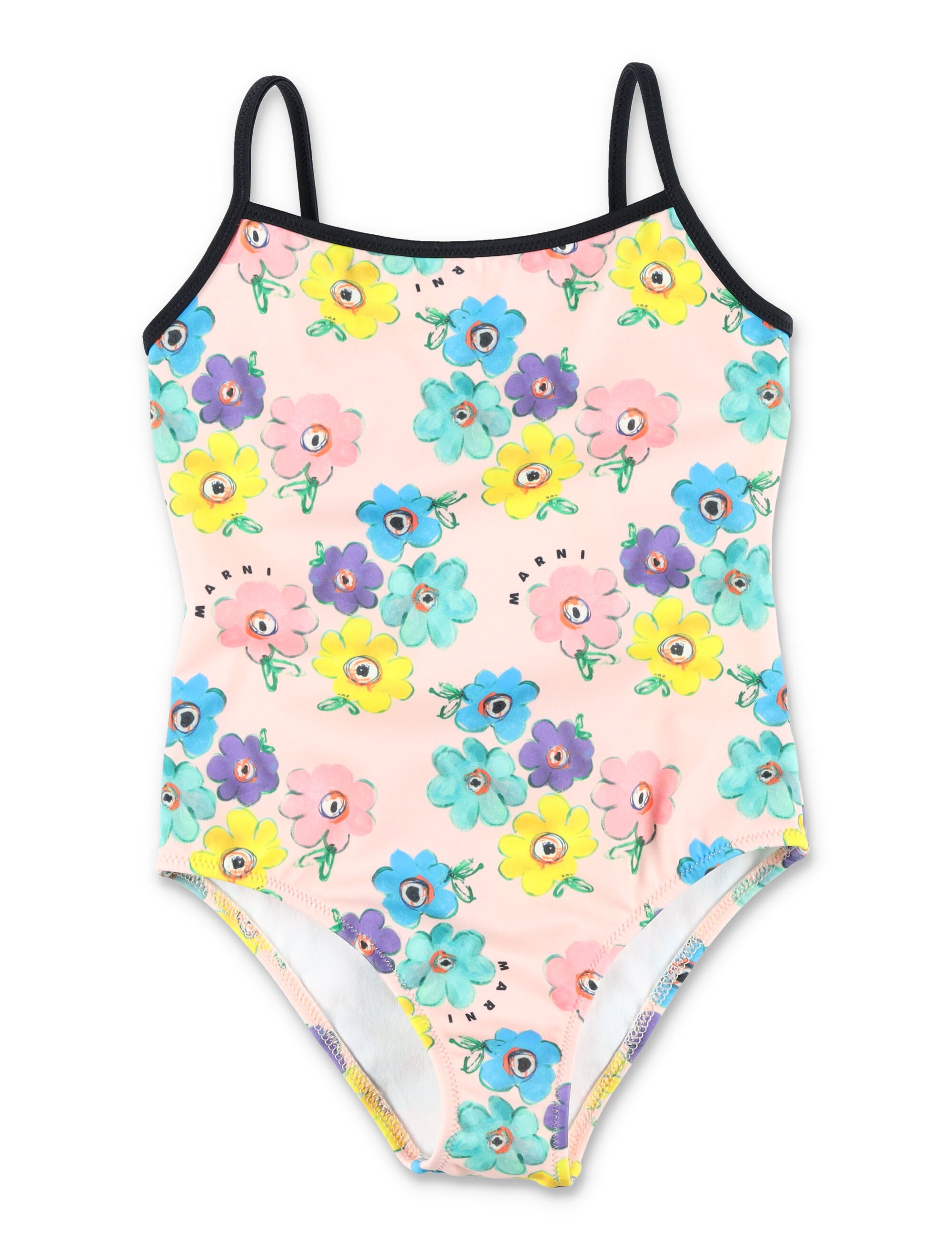 Marni Floral Printed One-Piece For Girls Rose Polyester Swimwear