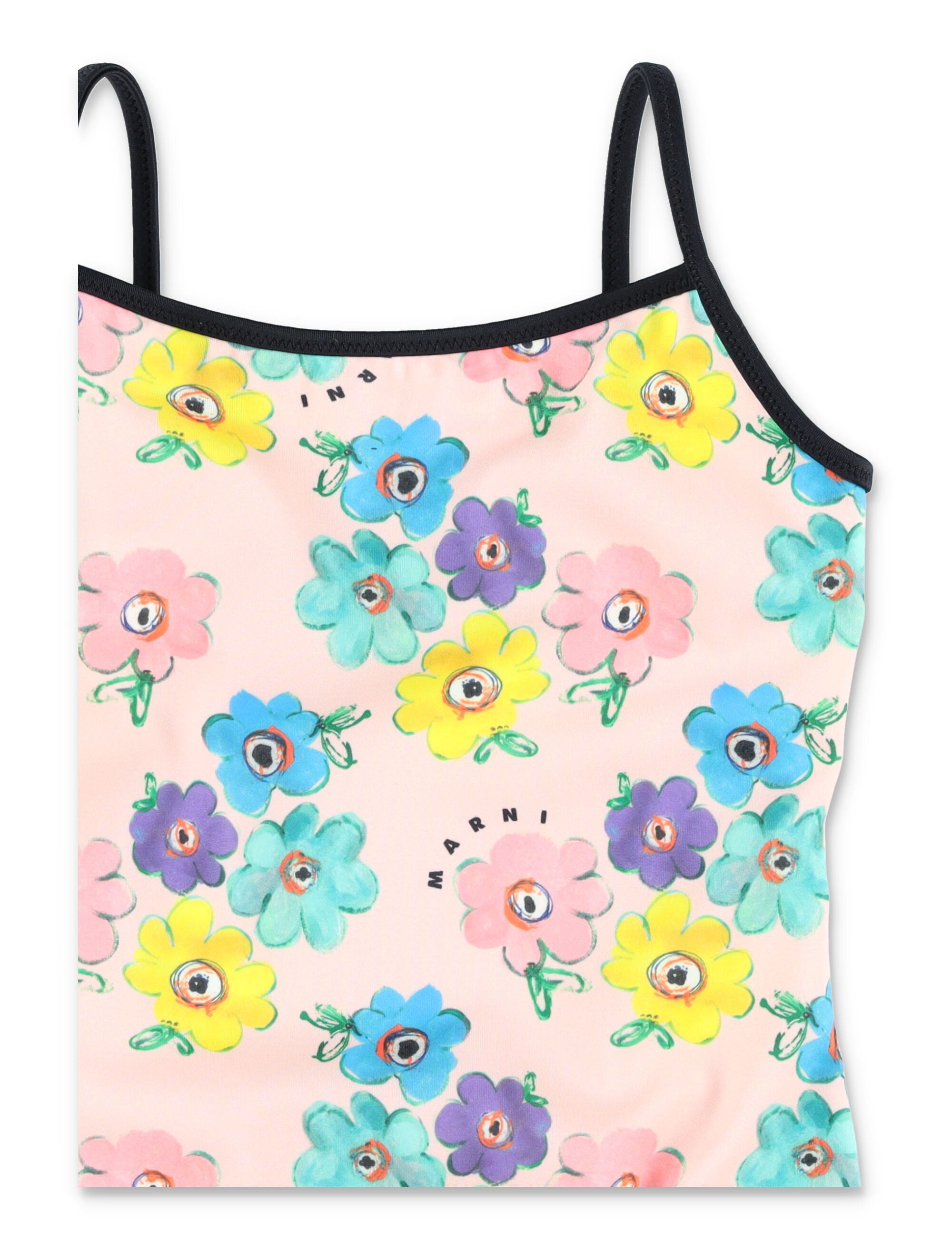 Marni Floral Printed One-Piece For Girls Rose Polyester Swimwear