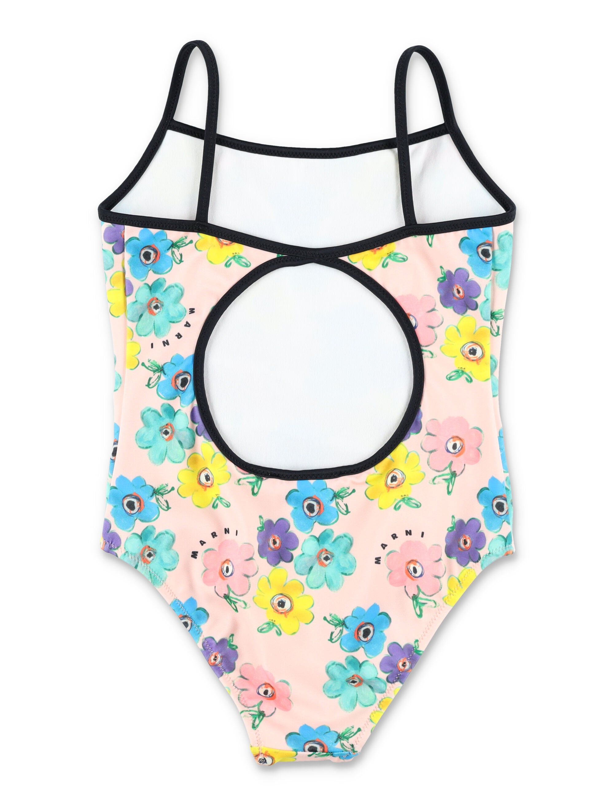 Marni Floral Printed One-Piece For Girls Rose Polyester Swimwear