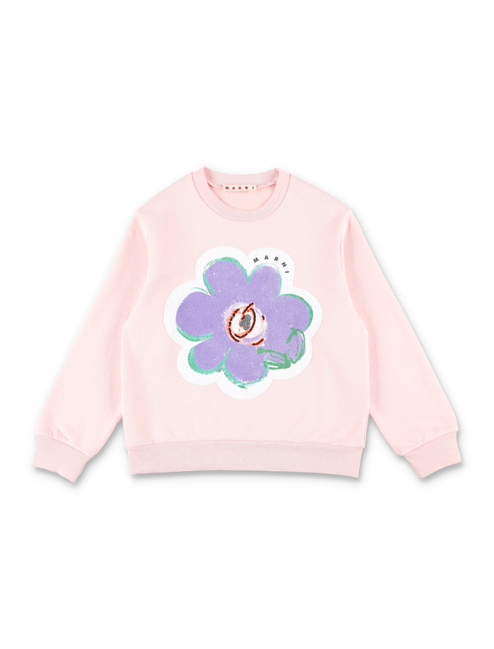 Marni girls cotton floral sweatshirt Pink