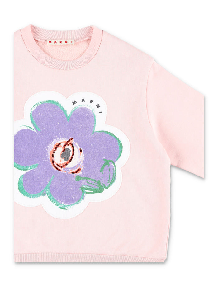 Marni girls cotton floral sweatshirt Pink