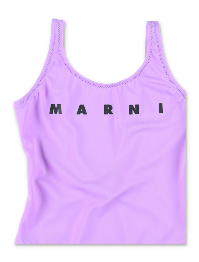 Marni Logo One-Piece For Girls Lilac Nylon Swimwear