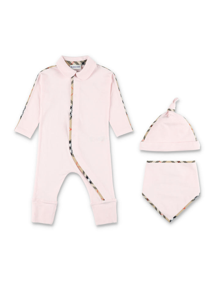 Burberry baby gift set in light pink for newborn Ice Cotton