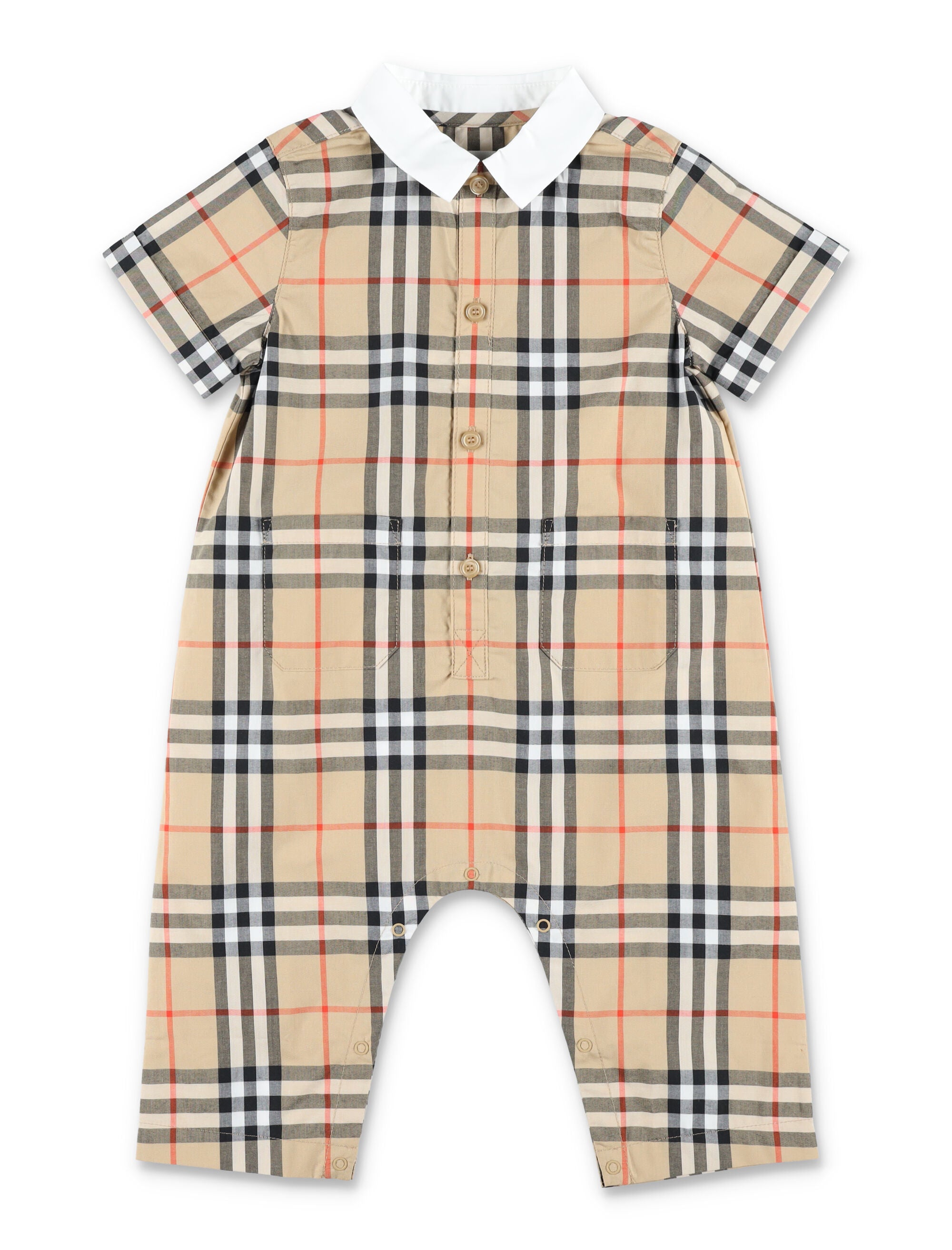 Burberry cotton Check romper for newborn Sand Ip Jumpsuit