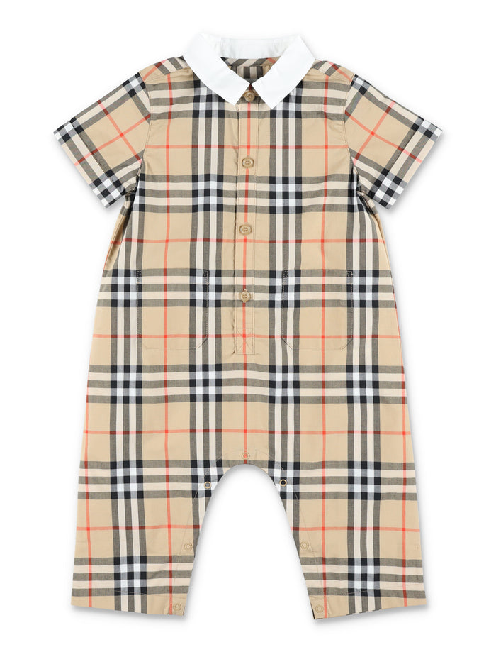 Burberry cotton Check romper for newborn Sand Ip Jumpsuit