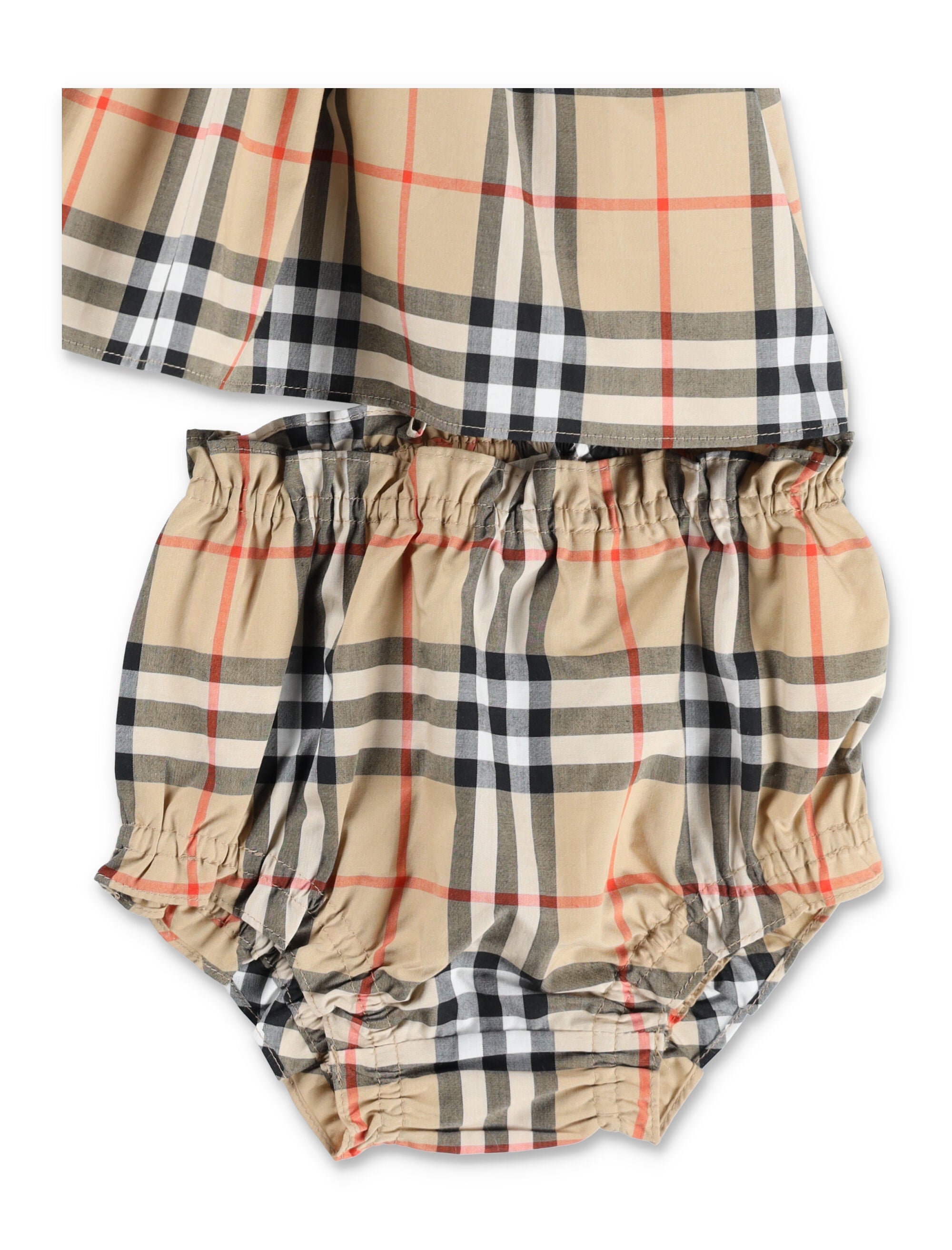 Burberry cotton Check dress bloomer for newborn Sand Ip