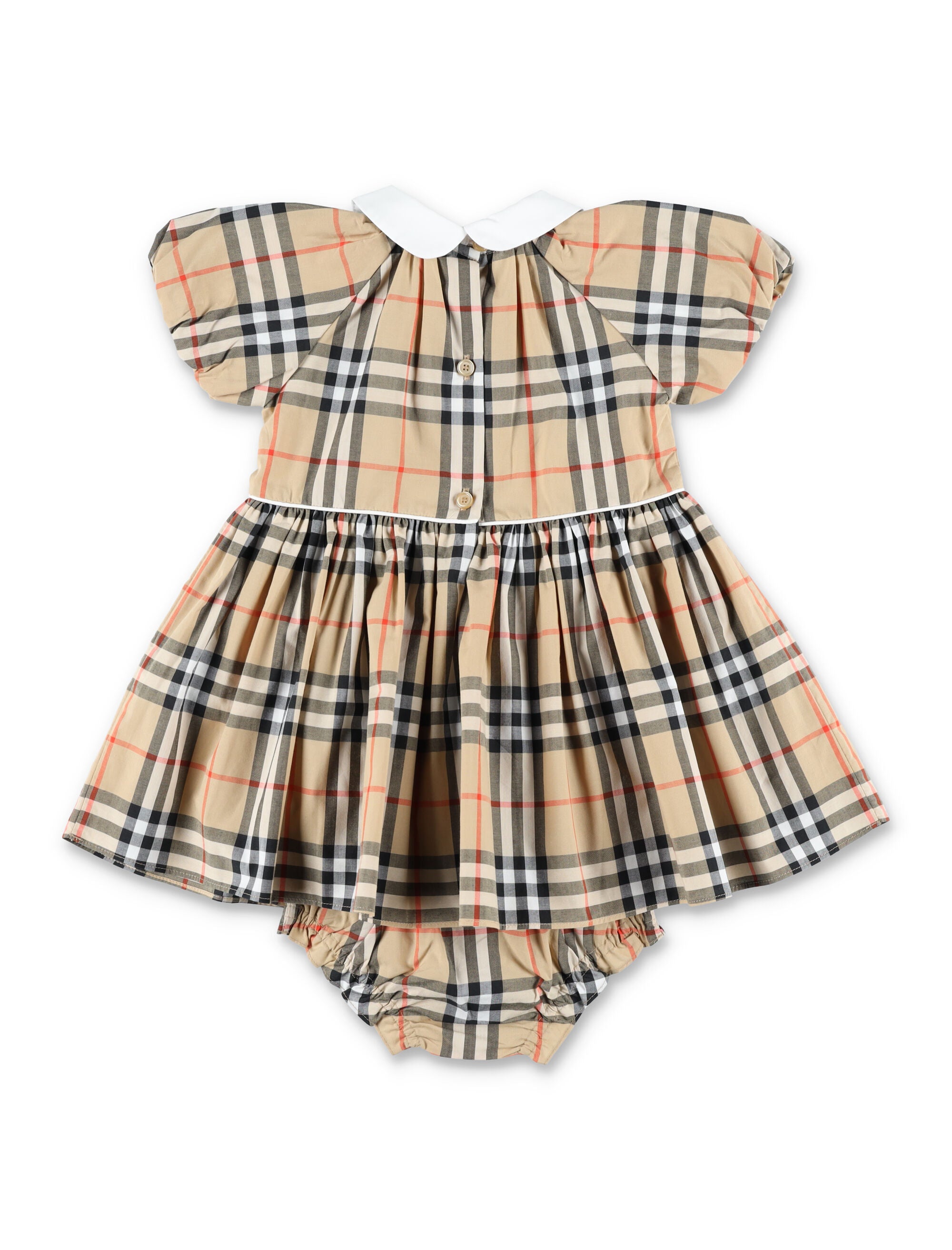 Burberry cotton Check dress bloomer for newborn Sand Ip