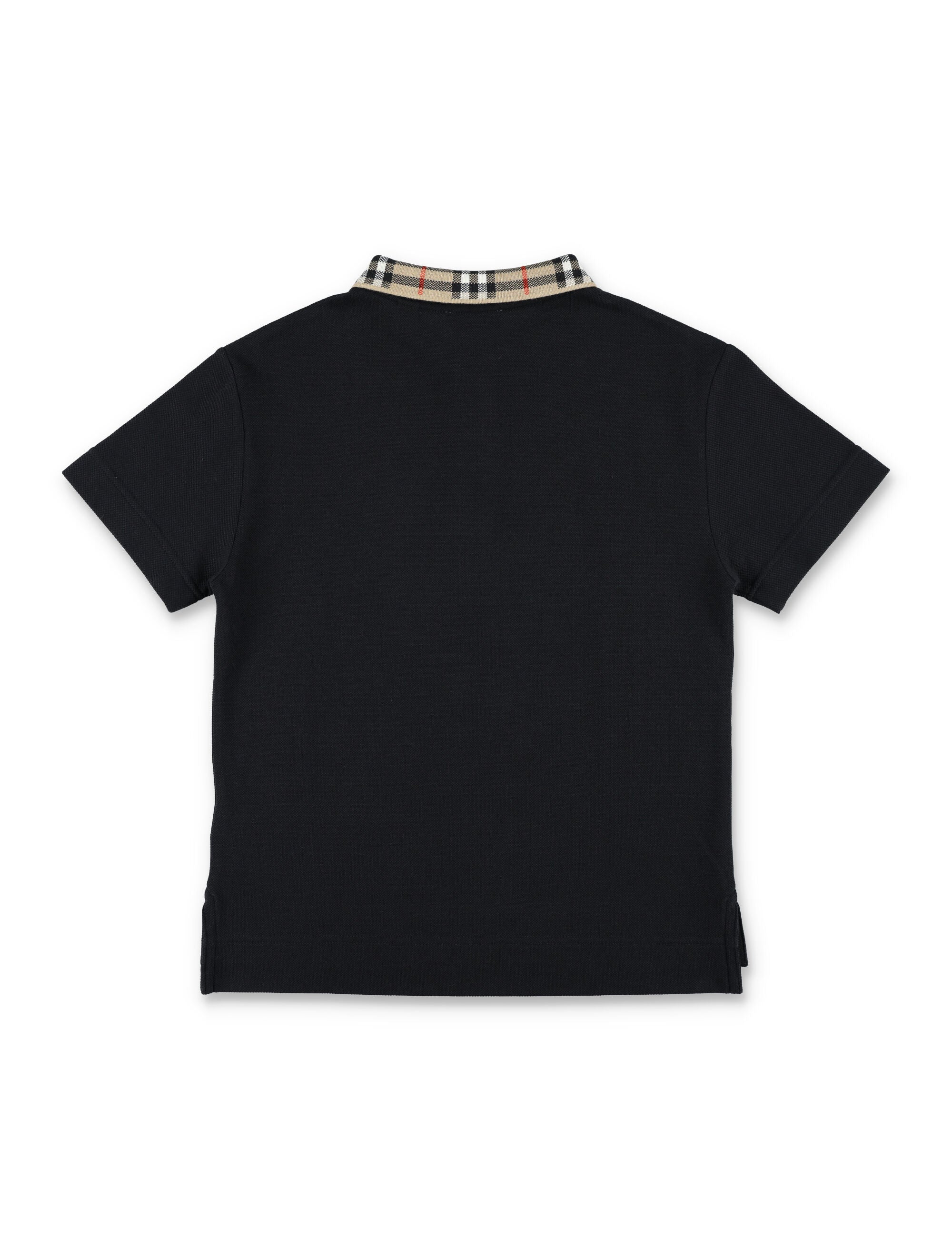 Burberry black cotton polo with Check collar for kids Tshirt