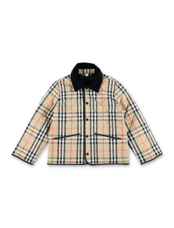 Burberry quilted nylon Check jacket for kids Sand Ip Polyamide