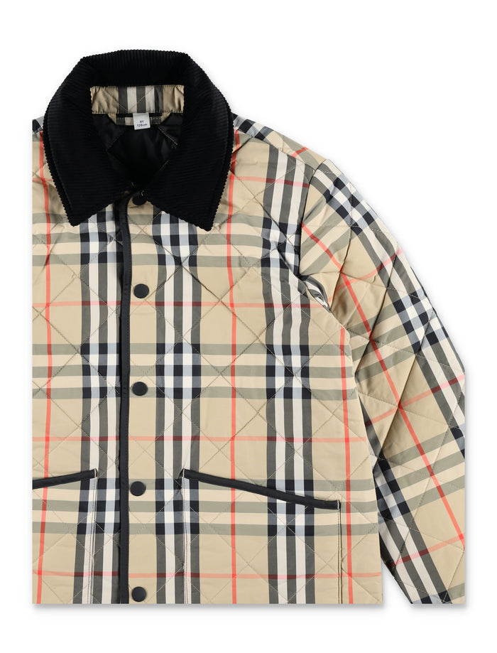 Burberry quilted nylon Check jacket for kids Sand Ip Polyamide