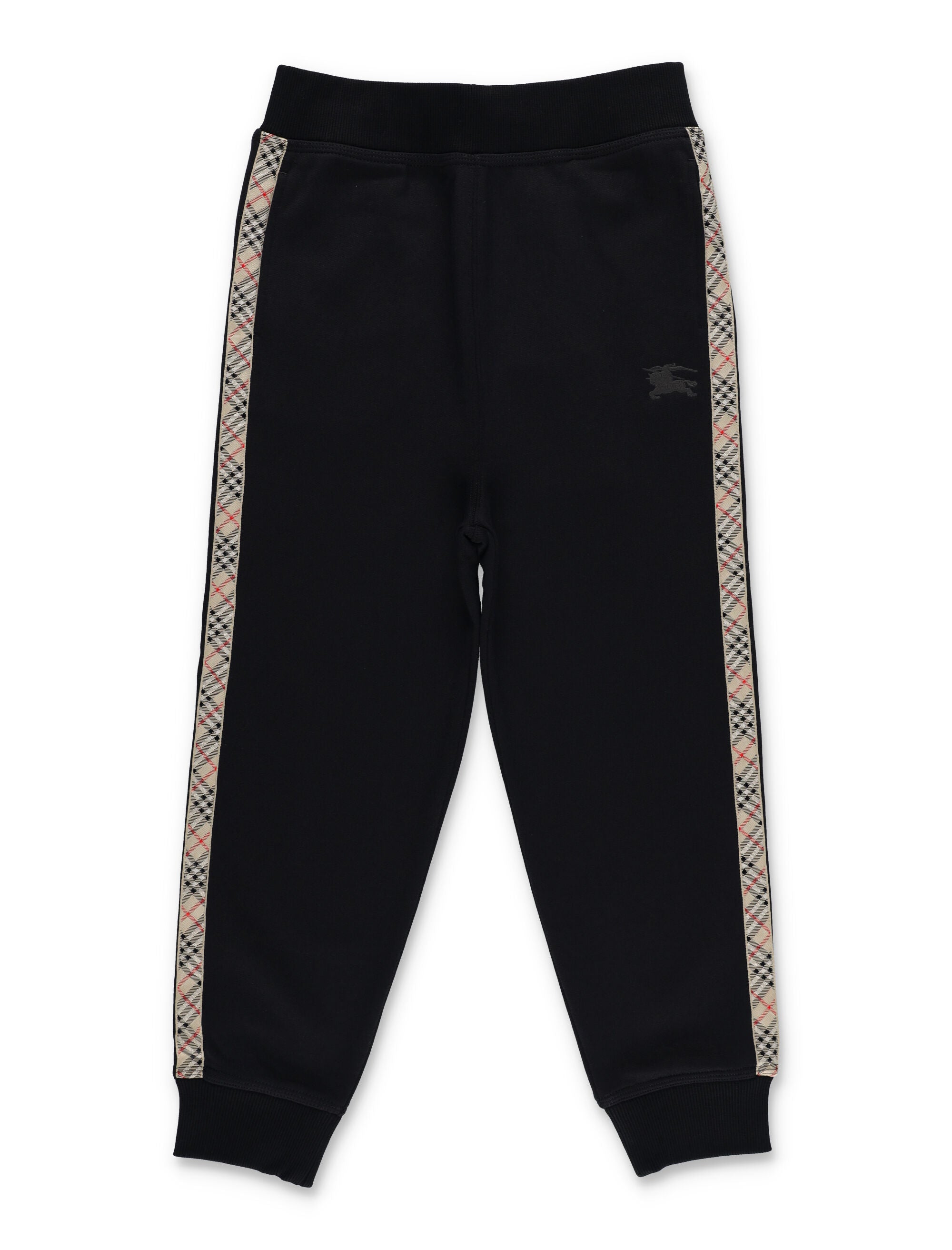 Burberry cotton jogging trousers with Check trims for kids Black Pant