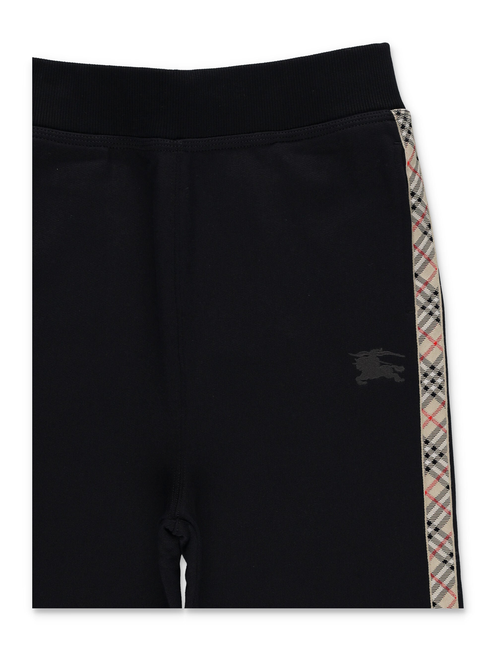 Burberry cotton jogging trousers with Check trims for kids Black Pant