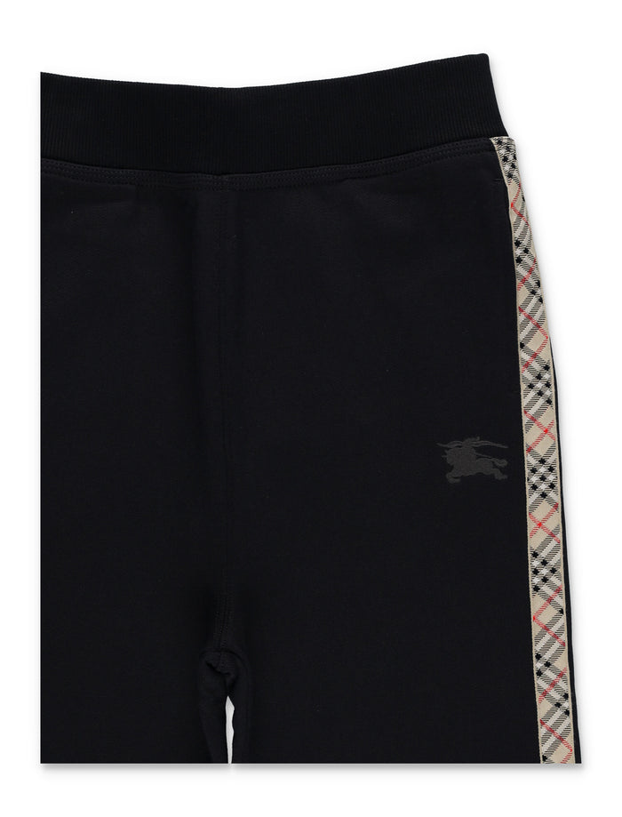 Burberry cotton jogging trousers with Check trims for kids Black Pant