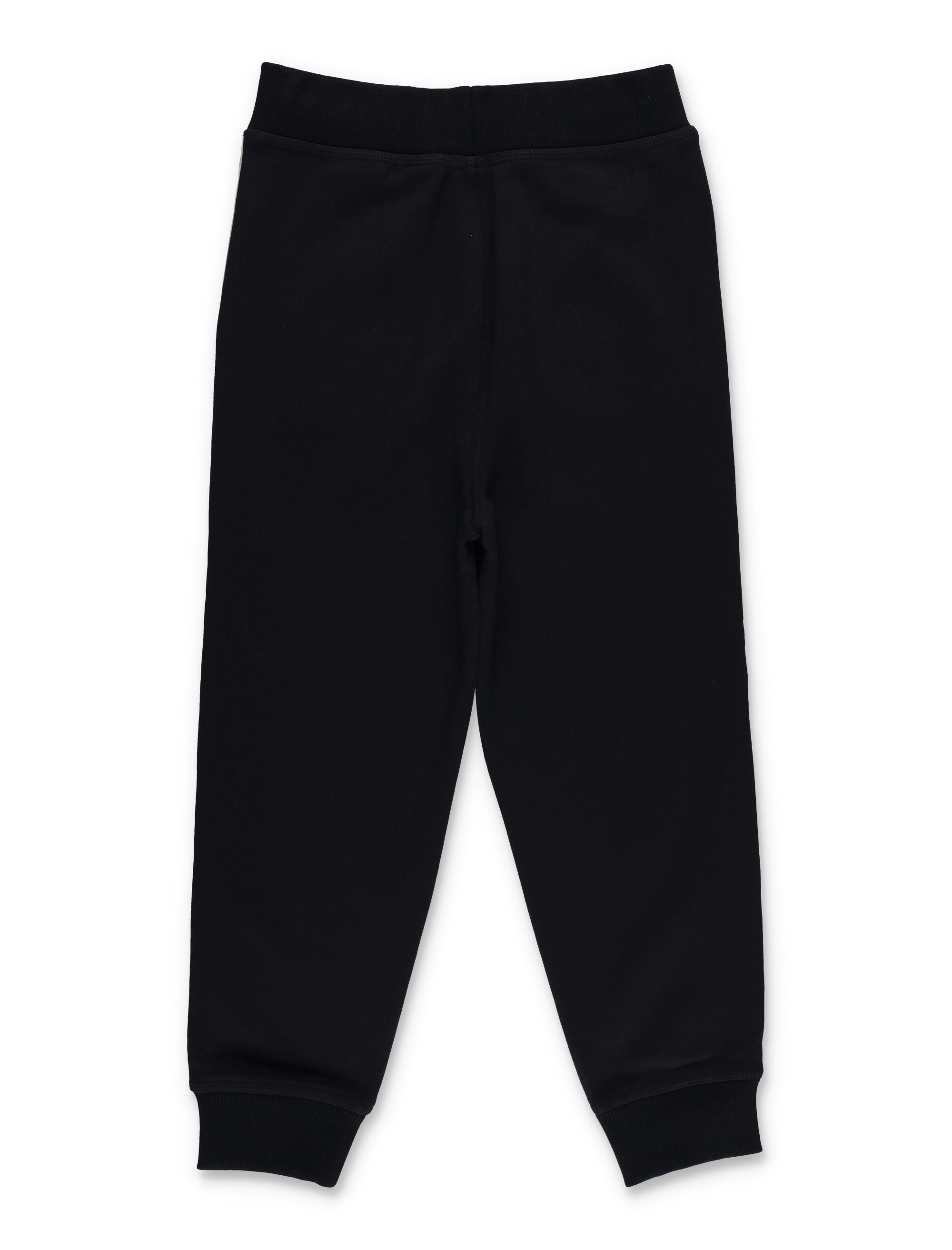 Burberry cotton jogging trousers with Check trims for kids Black Pant
