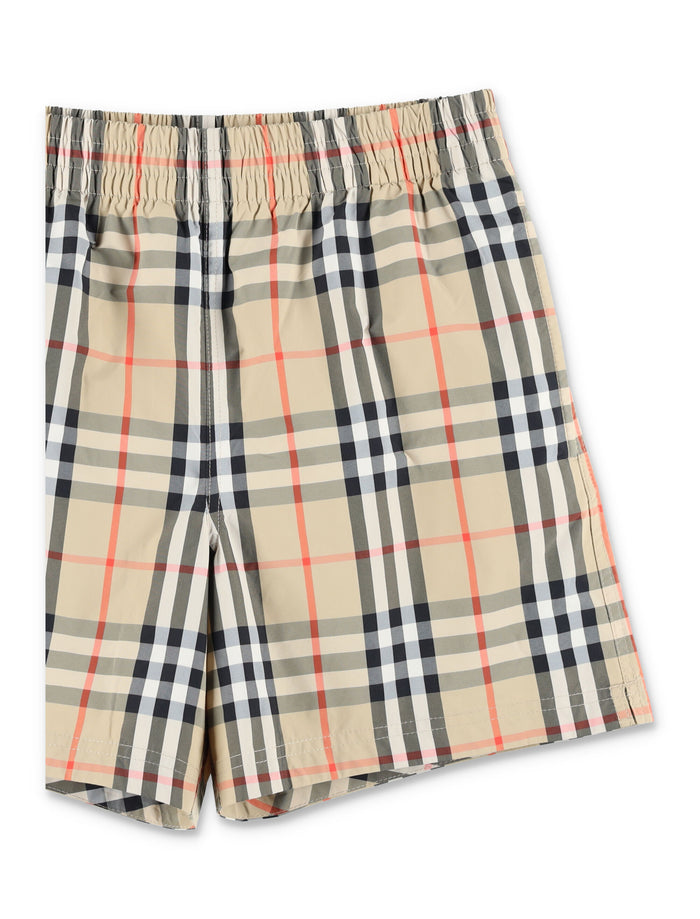 Burberry Check Swim Shorts For Kids Sand Ip Polyamide Swimwear