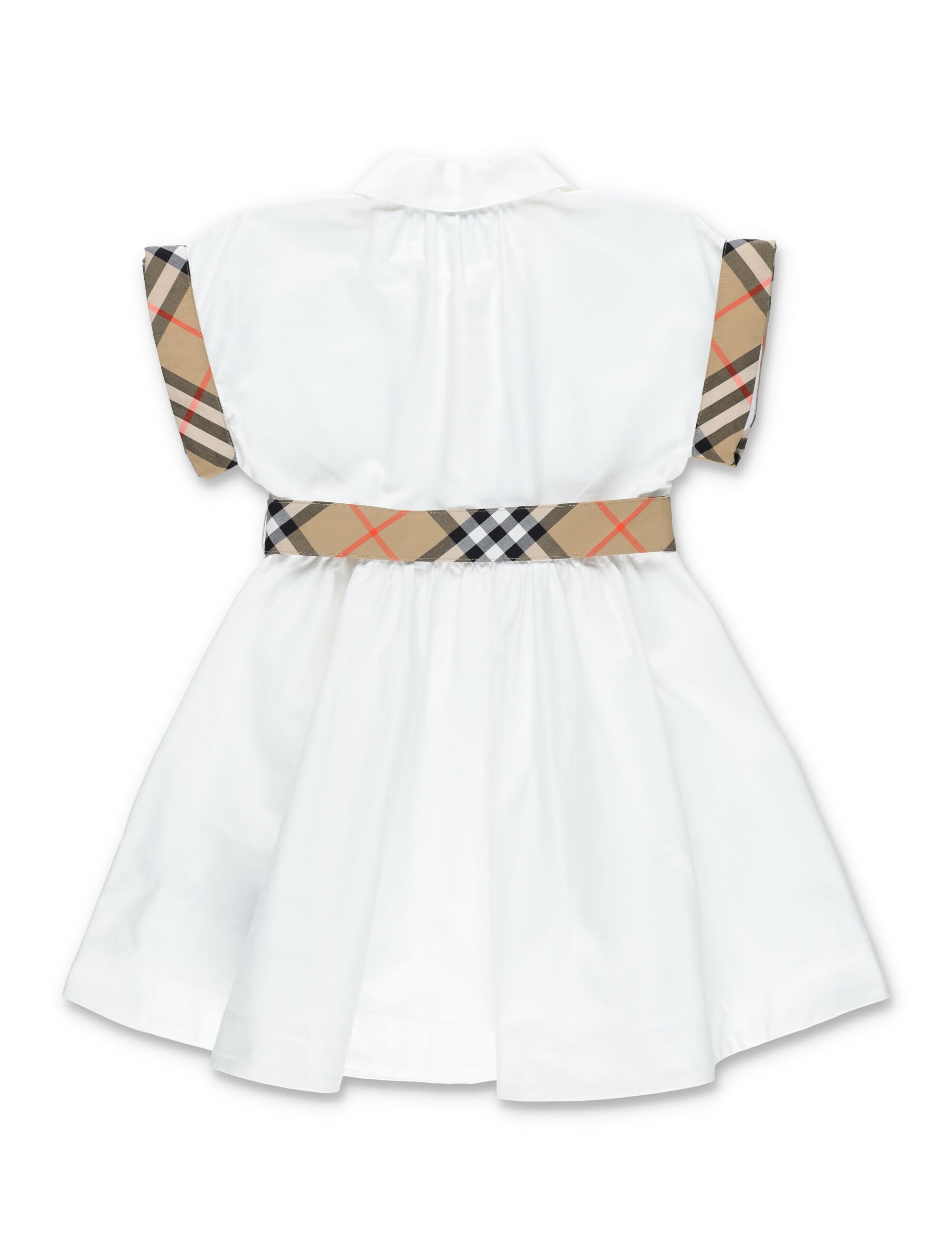Burberry cotton shirt dress with Check details for girls White