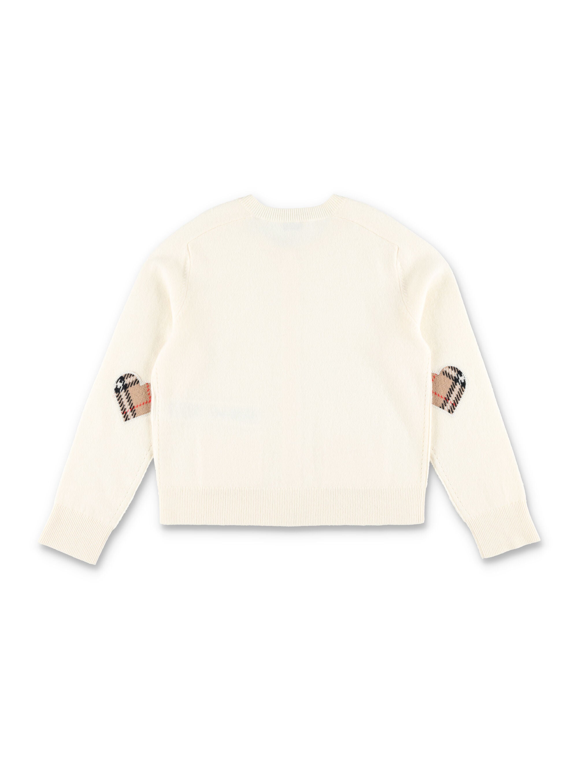 Burberry wool and cashmere cardigan with check trims for kids Ivory