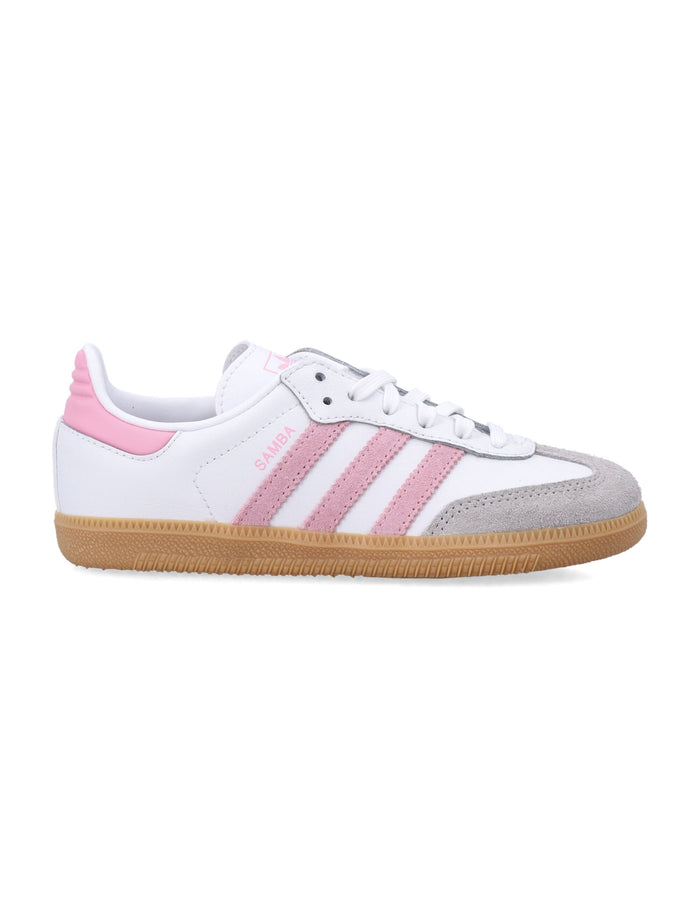 Adidas Originals white kids Samba OG sneakers White/pink Upper