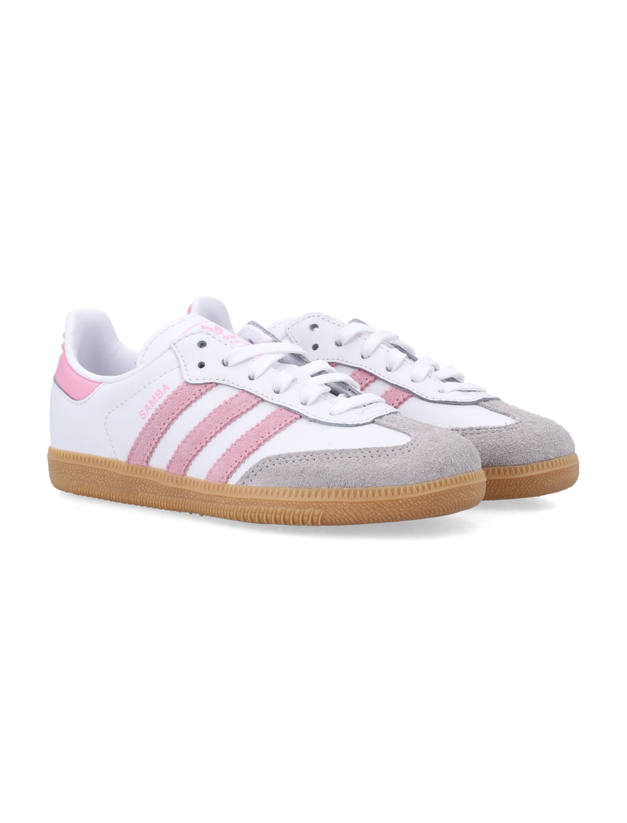 Adidas Originals white kids Samba OG sneakers White/pink Upper