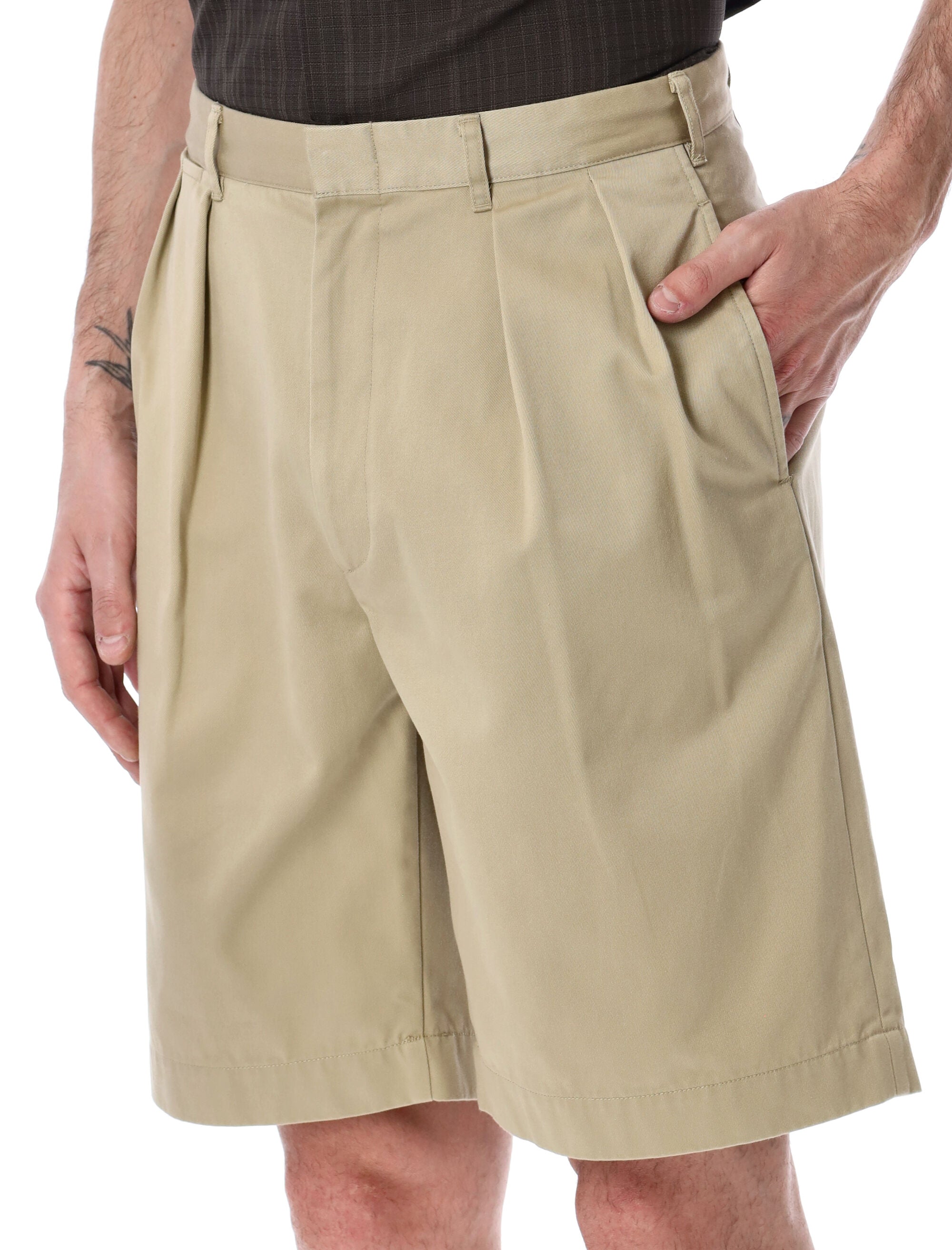 Nanamica Pleated Shorts Khaki Cotton