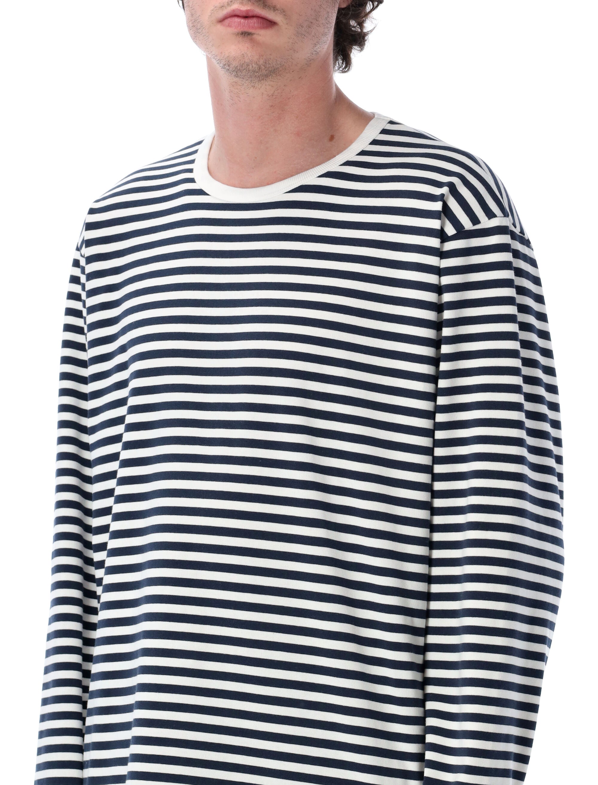 Nanamica Striped Long-Sleeve T-Shirt Navy White Cotton Tshirt