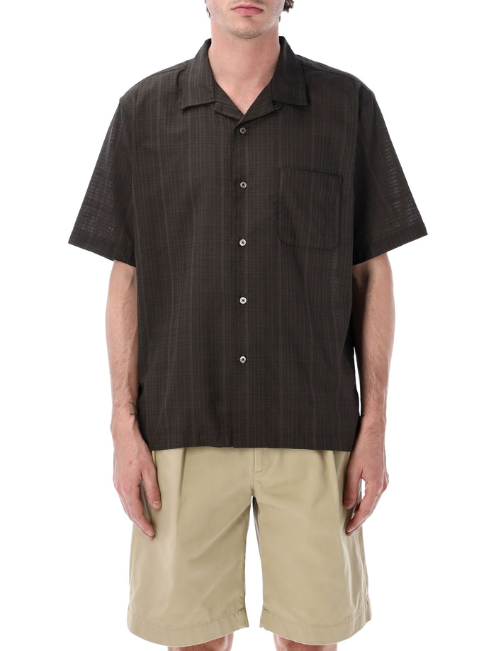Nanamica Lightweight Textured Bowling Shirt Charcoal Polyester