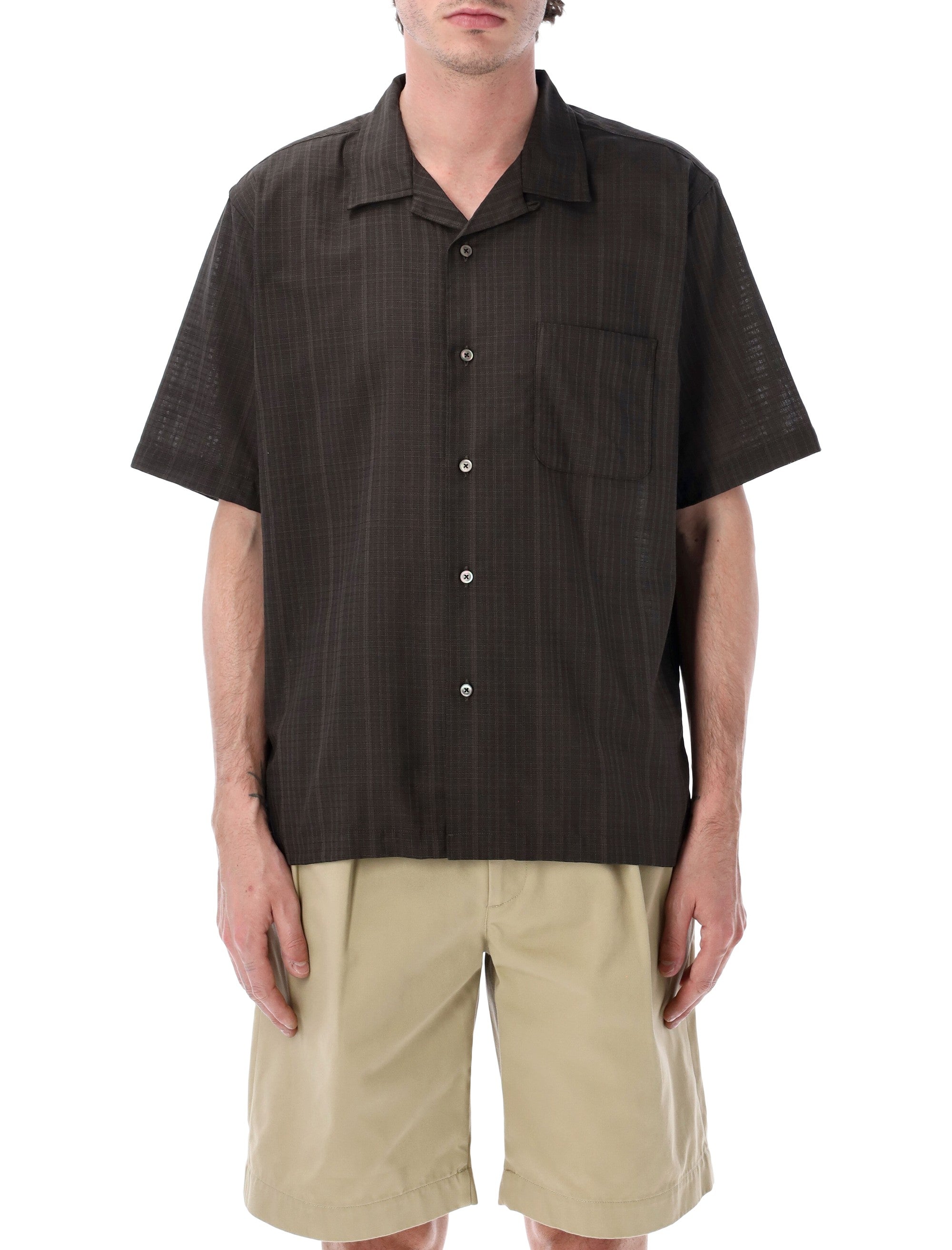 Nanamica Lightweight Textured Bowling Shirt Charcoal Polyester