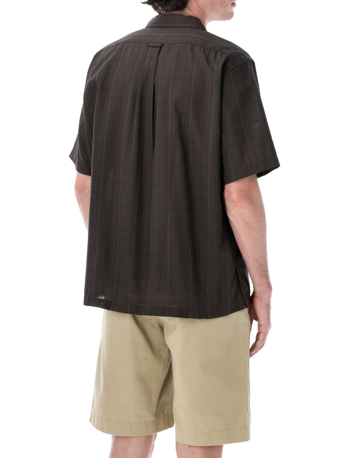 Nanamica Lightweight Textured Bowling Shirt Charcoal Polyester