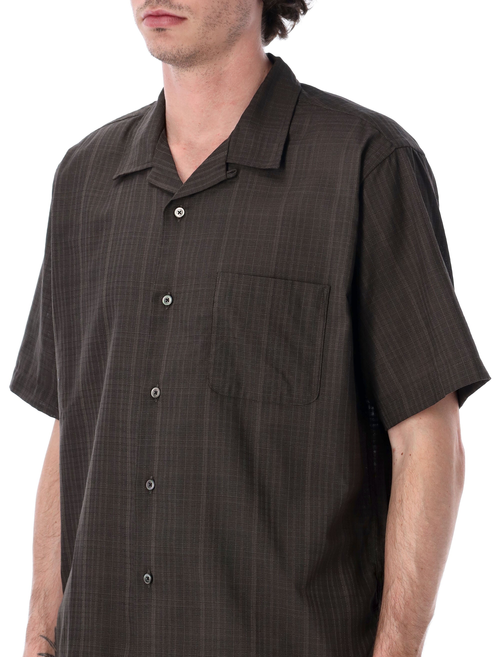 Nanamica Lightweight Textured Bowling Shirt Charcoal Polyester