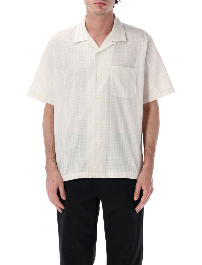 Nanamica Lightweight Textured Bowling Shirt Off White Polyester
