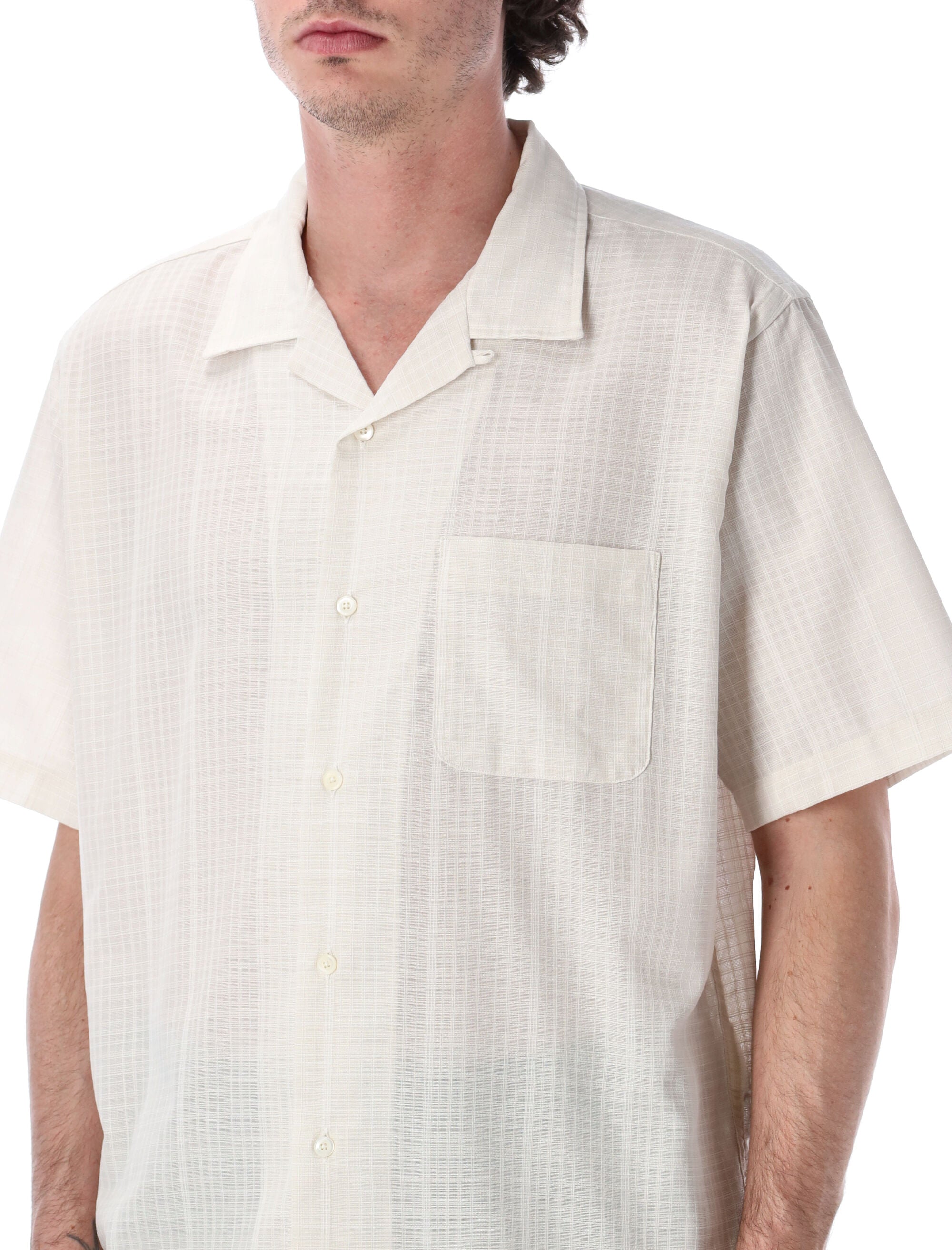 Nanamica Lightweight Textured Bowling Shirt Off White Polyester