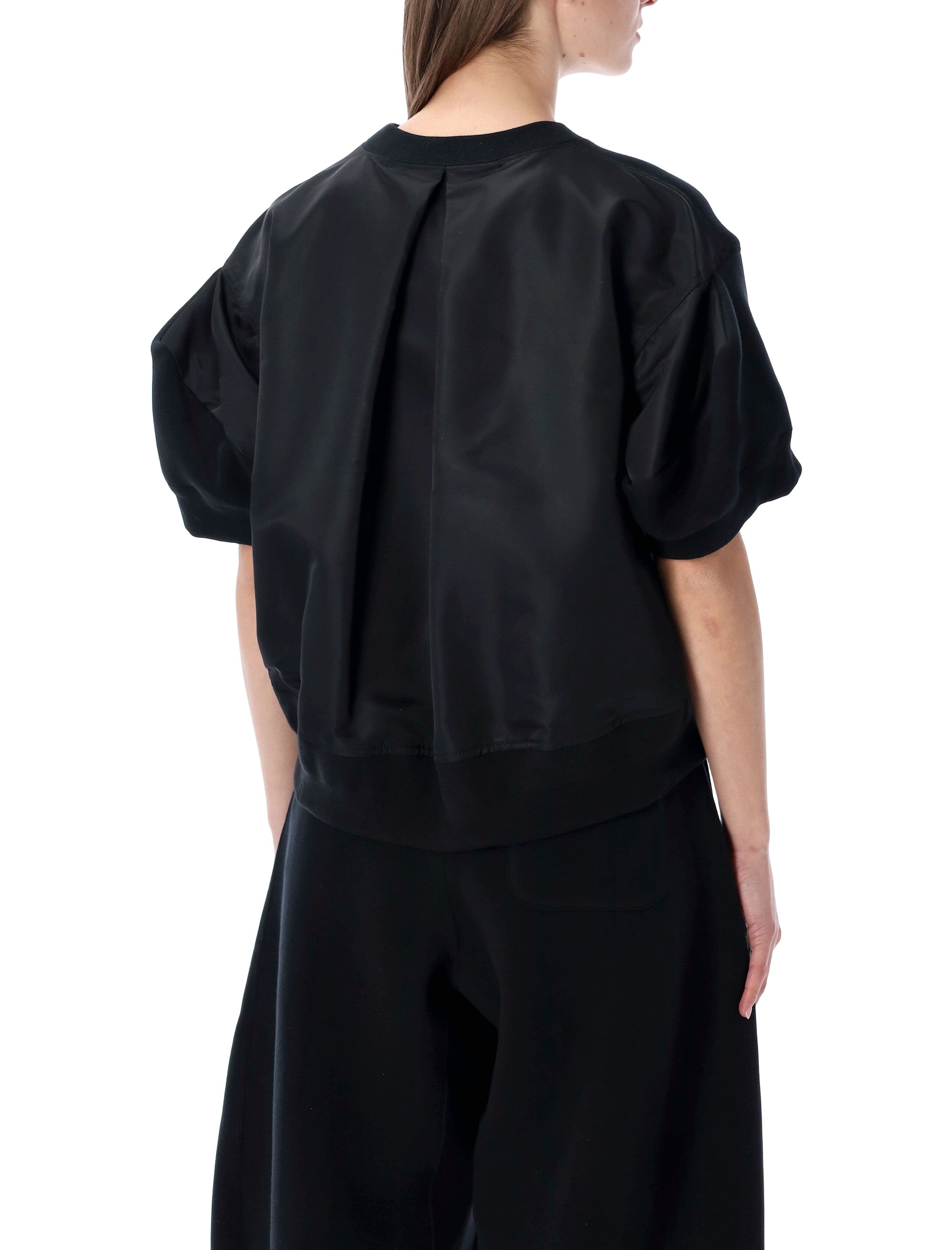 Sacai Crewneck with short sleeves Fleece Black Cotton Fleeces