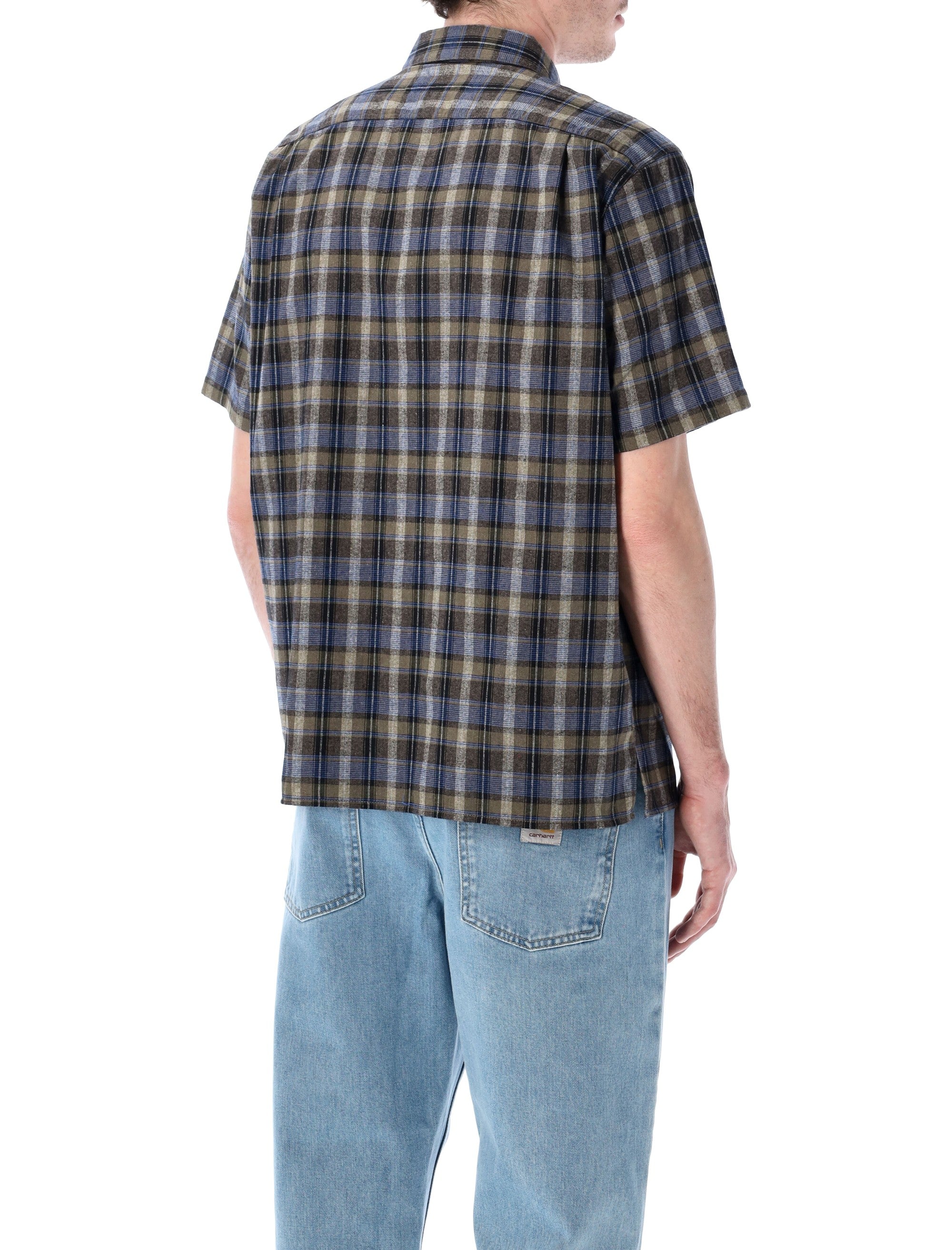 ERL plaid short-sleeve button-up shirt Grey Check Cotton