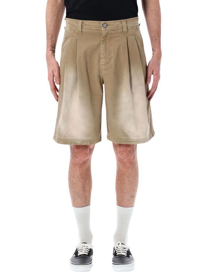 Erl pleated cotton chino shorts Beige